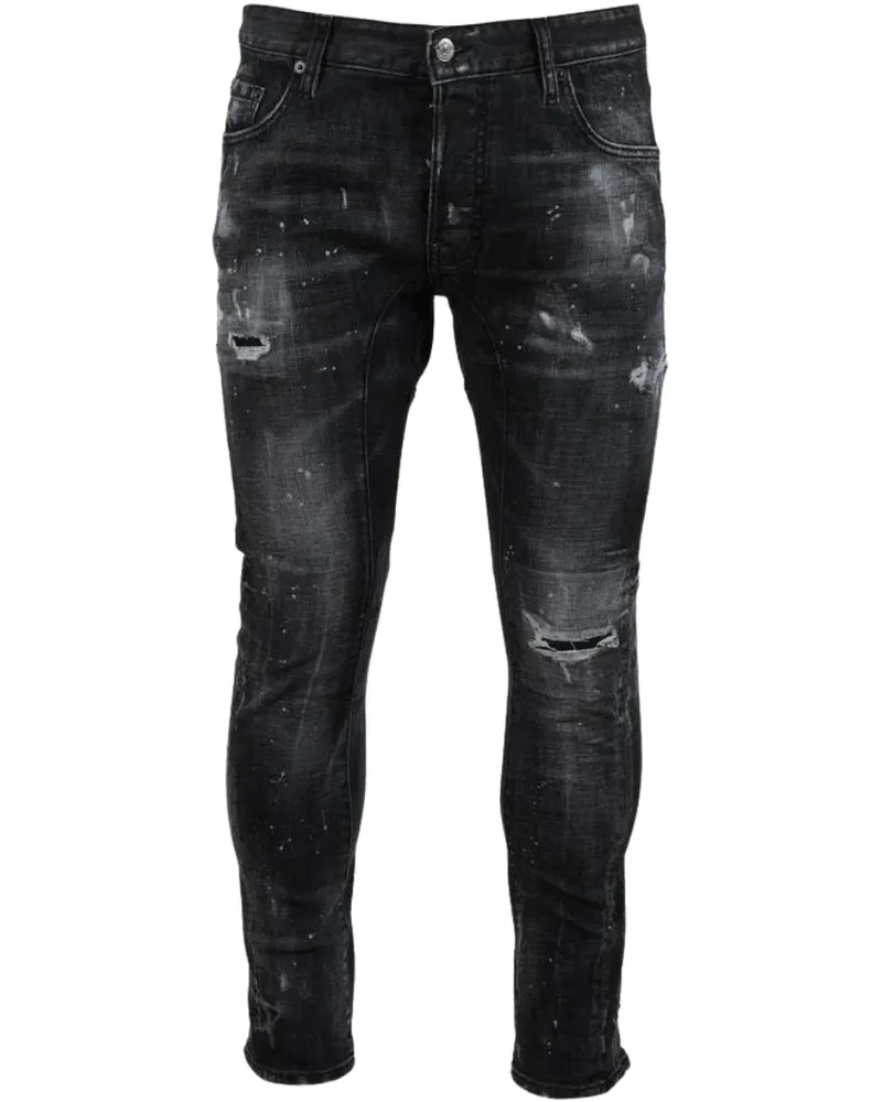 Dsquared2 Tidy Bikerjeans - Schwarze Destroyed-jeans Schwarz