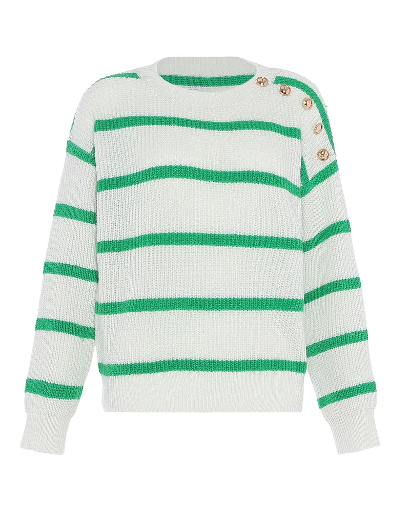 FAINA Pullover für Damen, seitlich überschnittene Passform - Wollweiß Wollweiß