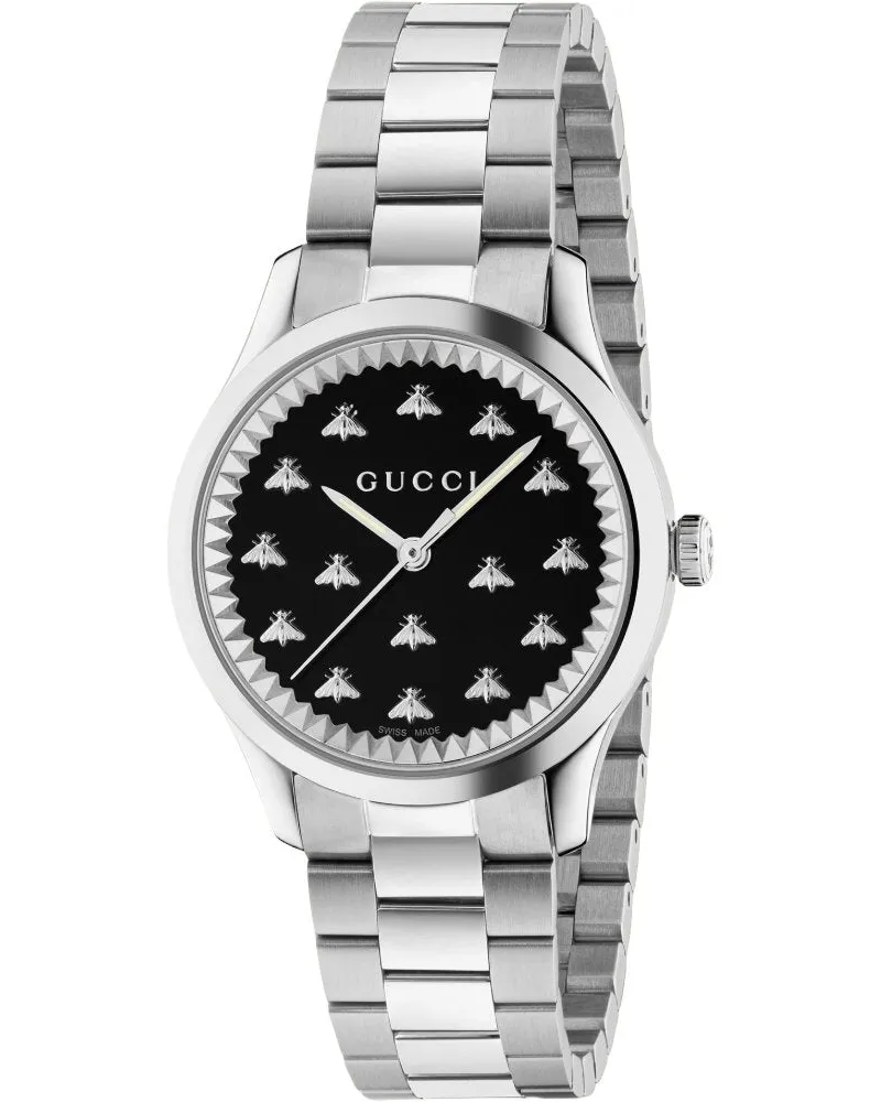 Gucci YA1265034 G-Timeless schwarzes Zifferblatt Damenuhr Silber