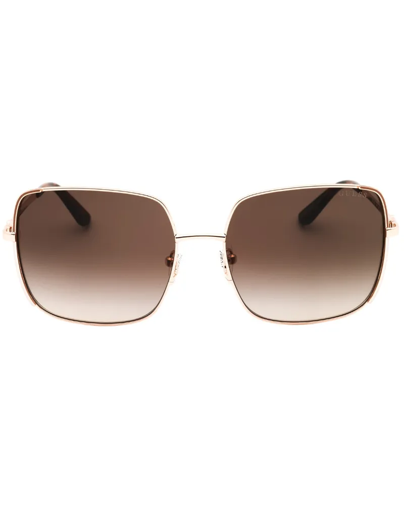 Guess Sonnenbrille, glänzend roségoldener Rahmen mit braunem Verlaufsglas - Braun Braun