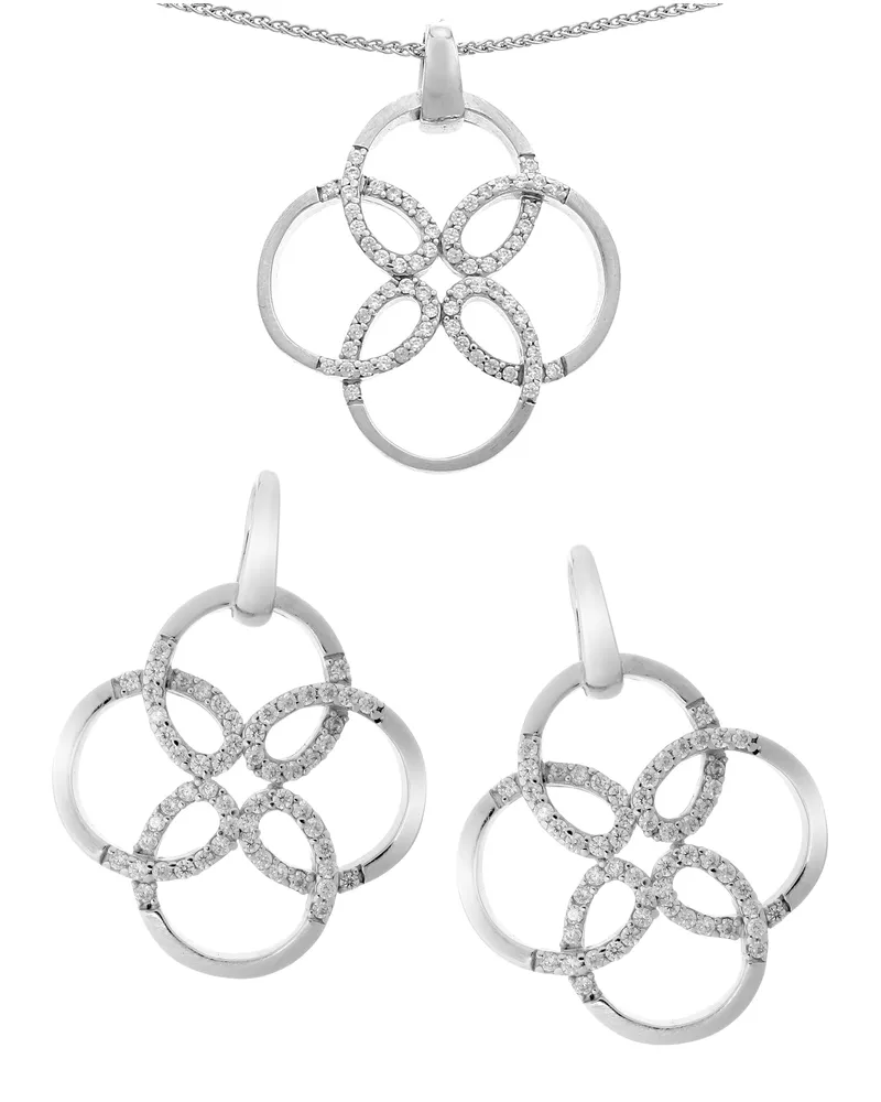 Orphelia Damen 925 Sterling Silber Set: Kettenanhänger + Ohrringe - Silber SET-6085 Silber