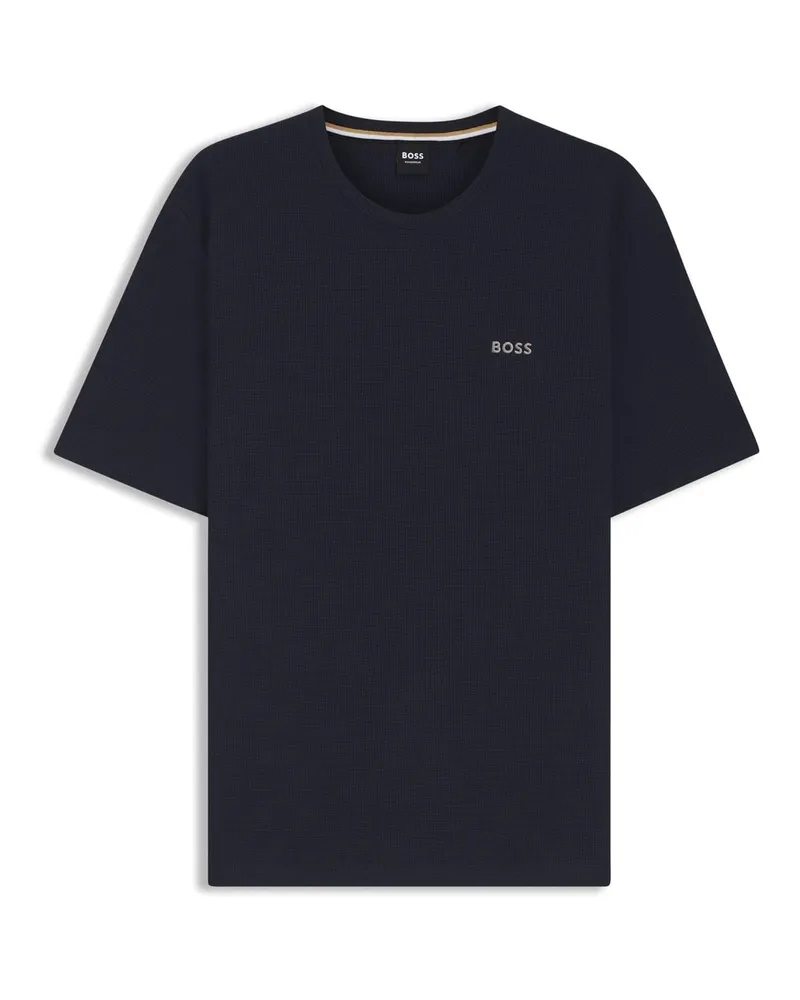 HUGO BOSS Schlafanzug-Oberteil für Herren, Strukturiert, Waffelstrick (Marine Marineblau