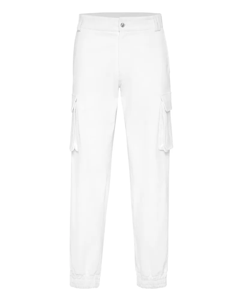 Philipp Plein Velvet Long Trousers Cargo Fit Weiß