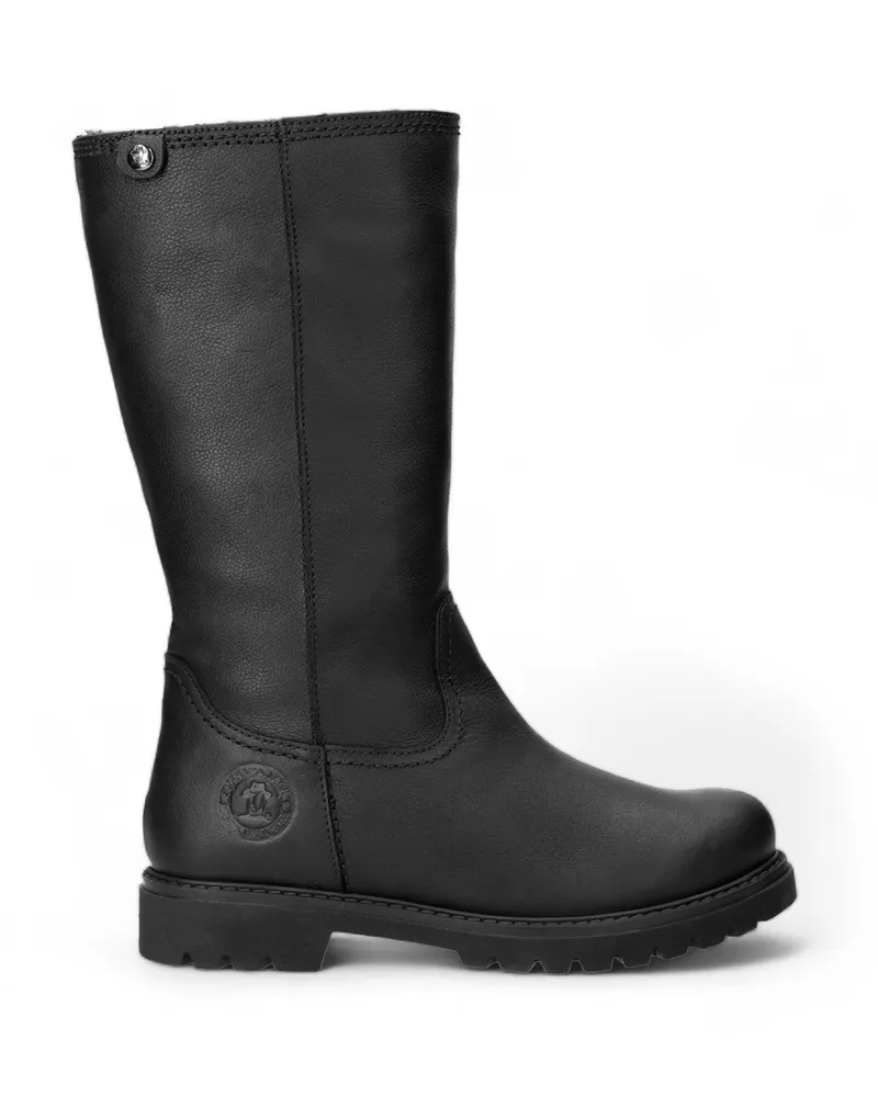 Panama Jack Schwarze Bambina B60 Lederstiefel für Damen Schwarz
