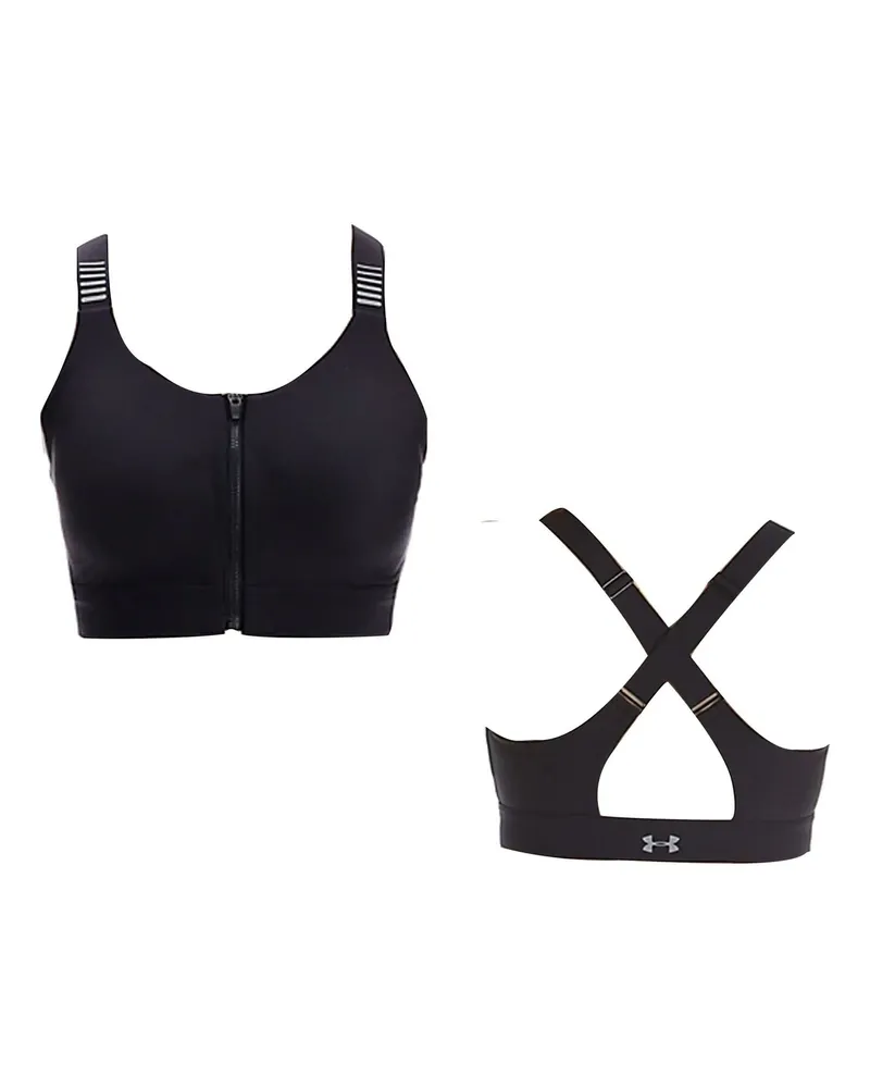 Under Armour Sports BH hohe Impact Reißverschluss Front Reflexion - Frauen Schwarz