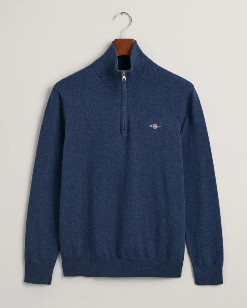 Gant Classic Cotton Half Zip Strickpullover Dunkelblau