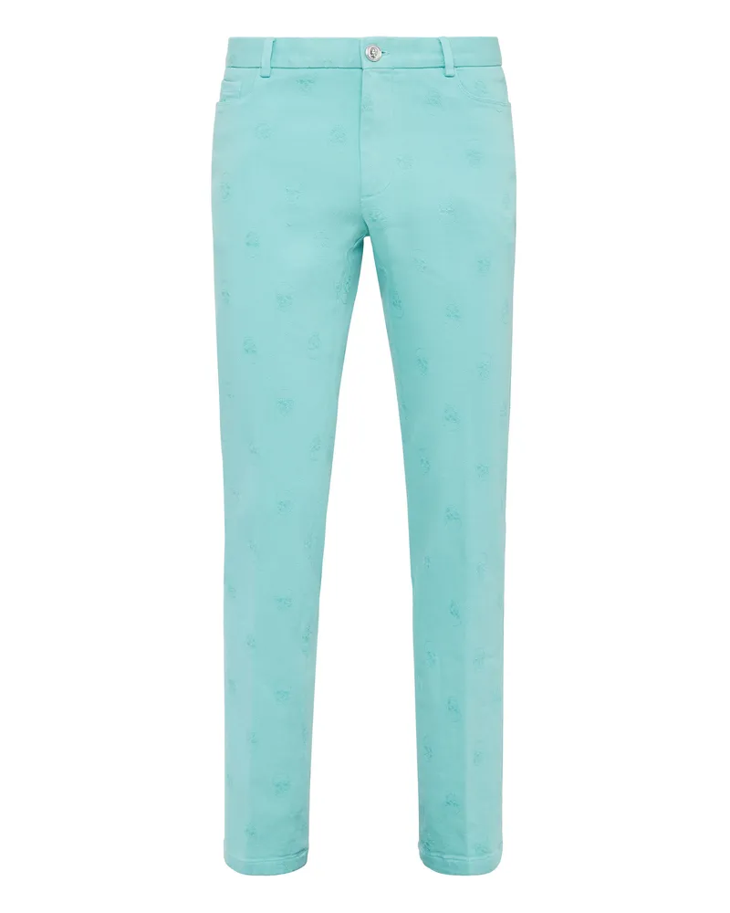 Philipp Plein Chino Hose Skull Hellblau