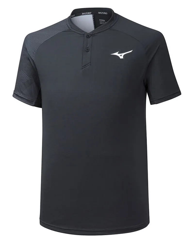 Mizuno Shadow Mens Black Polo -Hemd Schwarz