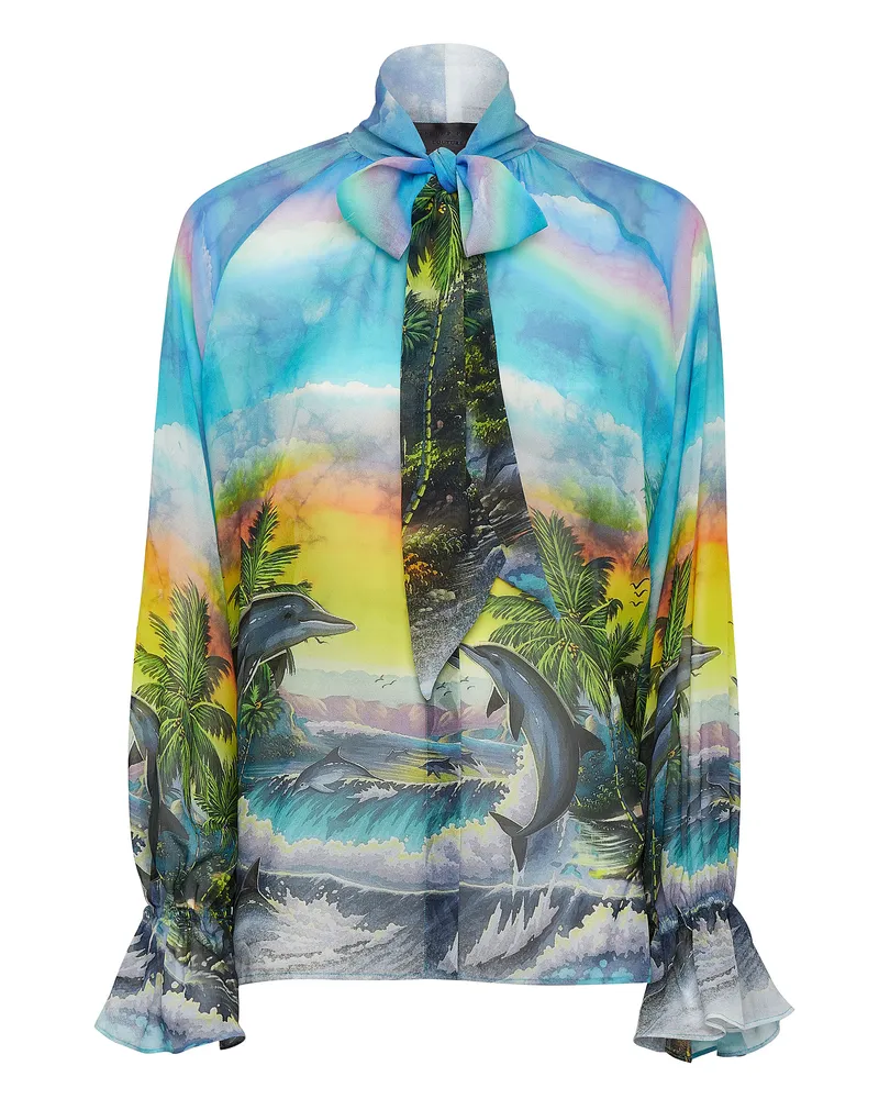 Philipp Plein Hemdbluse Hawaii Türkis