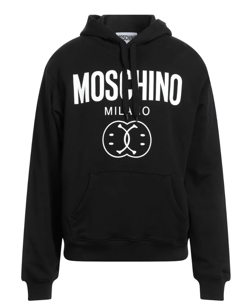 Moschino Schwarzer Hoodie mit Doppel-Smiley Schwarz