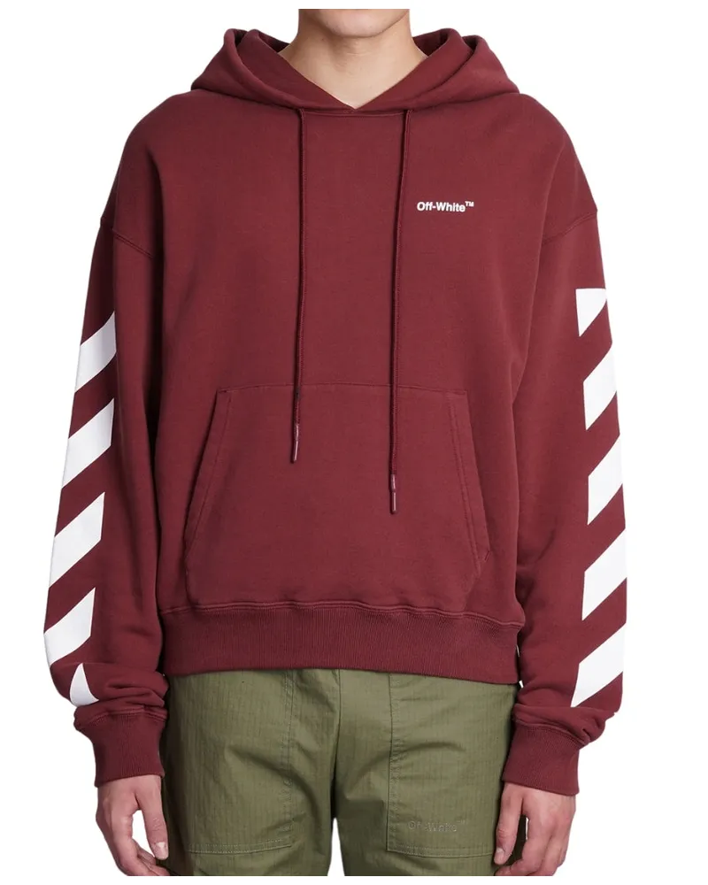 OFF-WHITE Diag Helvetica Over Burgundy Kapuzenpullover Rot