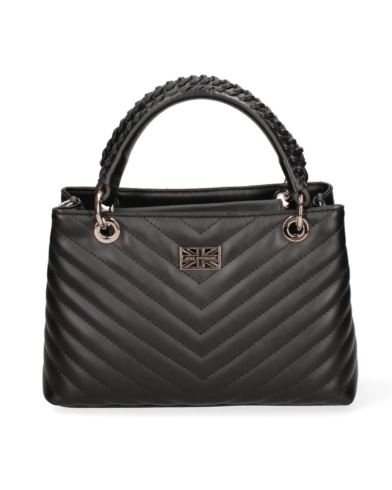 John Richmond Handtasche mit Nieten- und Logo-Detail, abnehmbarer Schulterriemen - Schwarz/Silber Schwarz