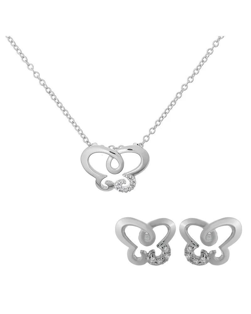 Orphelia Joya' Damen 925 Sterling Silber Set: Kettenanhänger + Ohrringe - Silber SET-7088 Silber