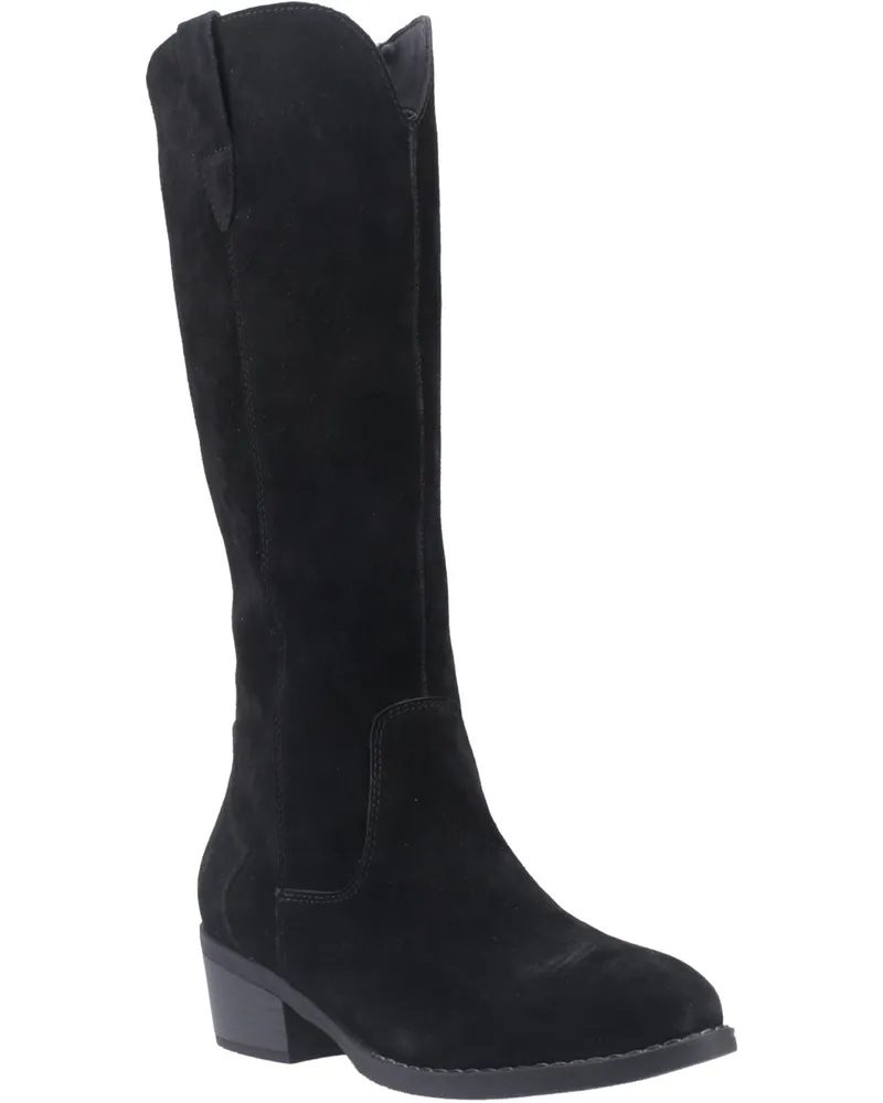 Hush Puppies Isabella Damen Veloursleder Stiefel mit hohem Absatz in Schwarz Schwarz