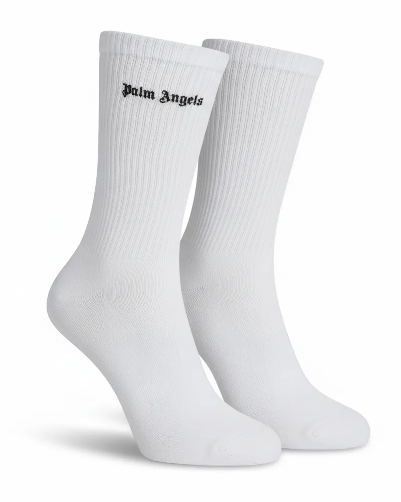 Palm Angels Damen Lange Baumwollsocken PWRA007F23FAB0020110 Weiß