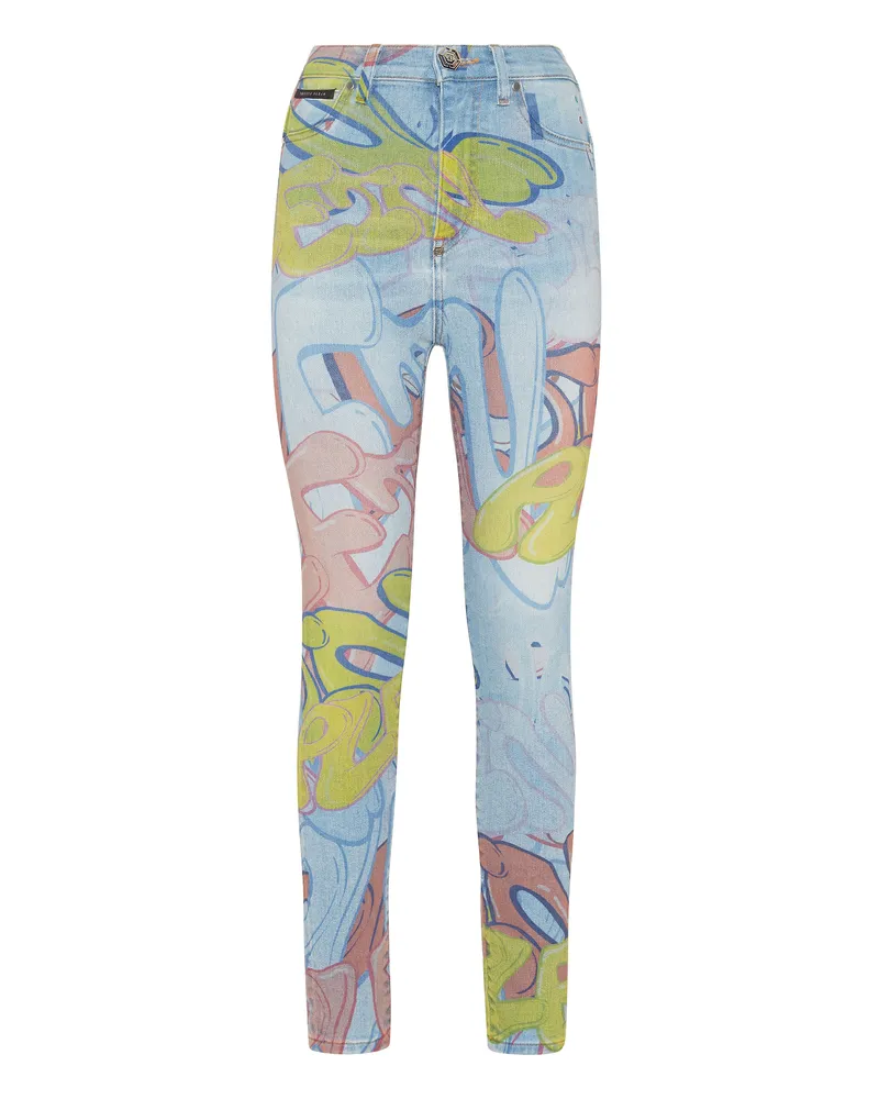 Philipp Plein Jeggings Bombing Graffiti Mehrfarbig