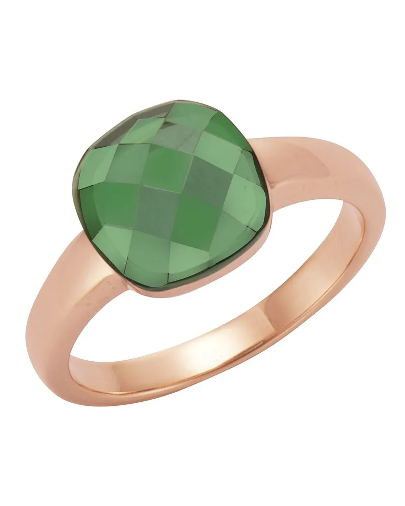 Jamelli Ring 925 Silber Quarz grün (beh Roségold