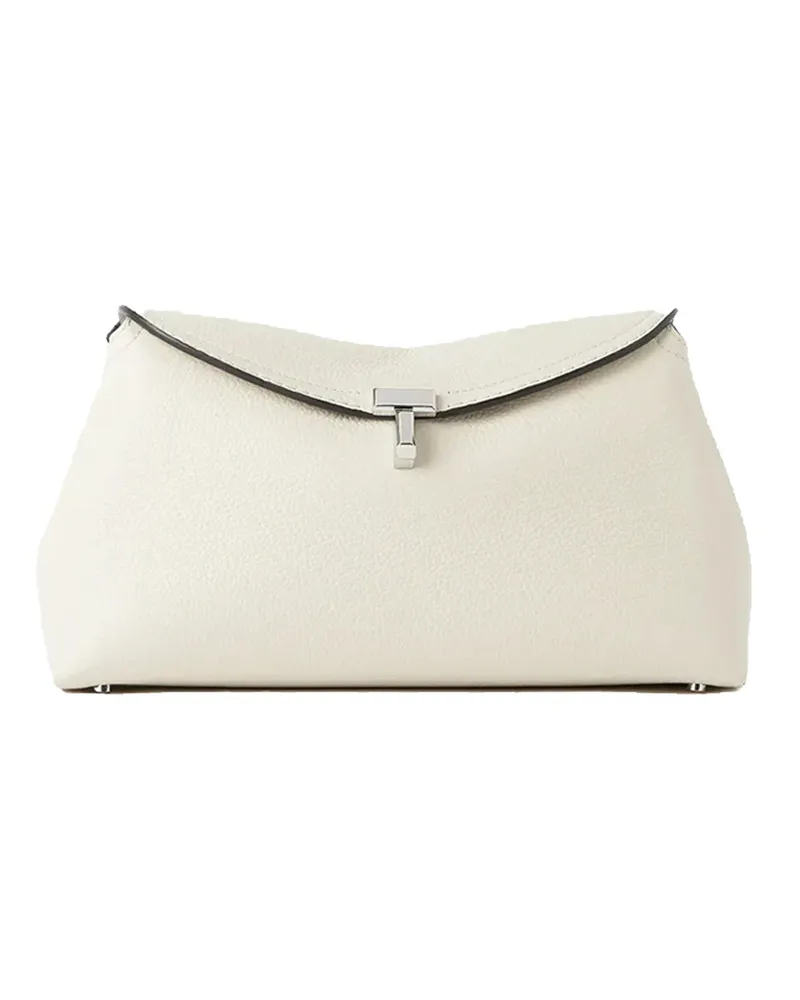 Totême TOTEME T-Lock Clutch aus Leder Weiß