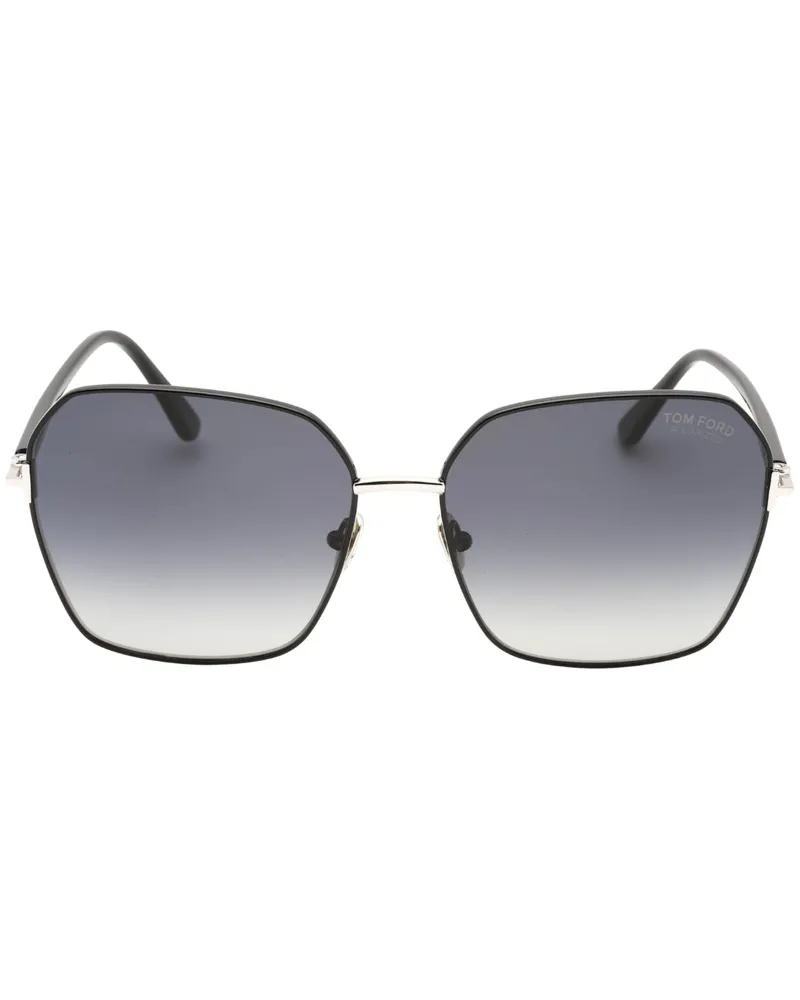 Tom Ford Claudia-02 Sonnenbrille mit rauchpolarisierten Gläsern und glänzendem Schwarz Schwarz