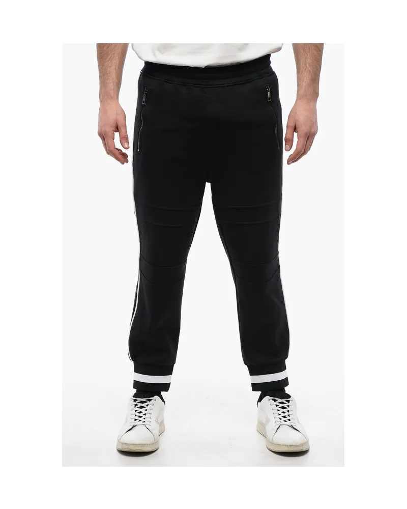 Neil Barrett Low Rise MODERNIST Jogginghose mit Biker-Detail - Schwarz Schwarz