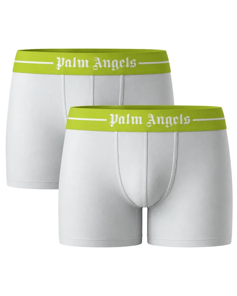 Palm Angels Zweierpack Weiße Boxershorts Mit Neonlogo Weiß