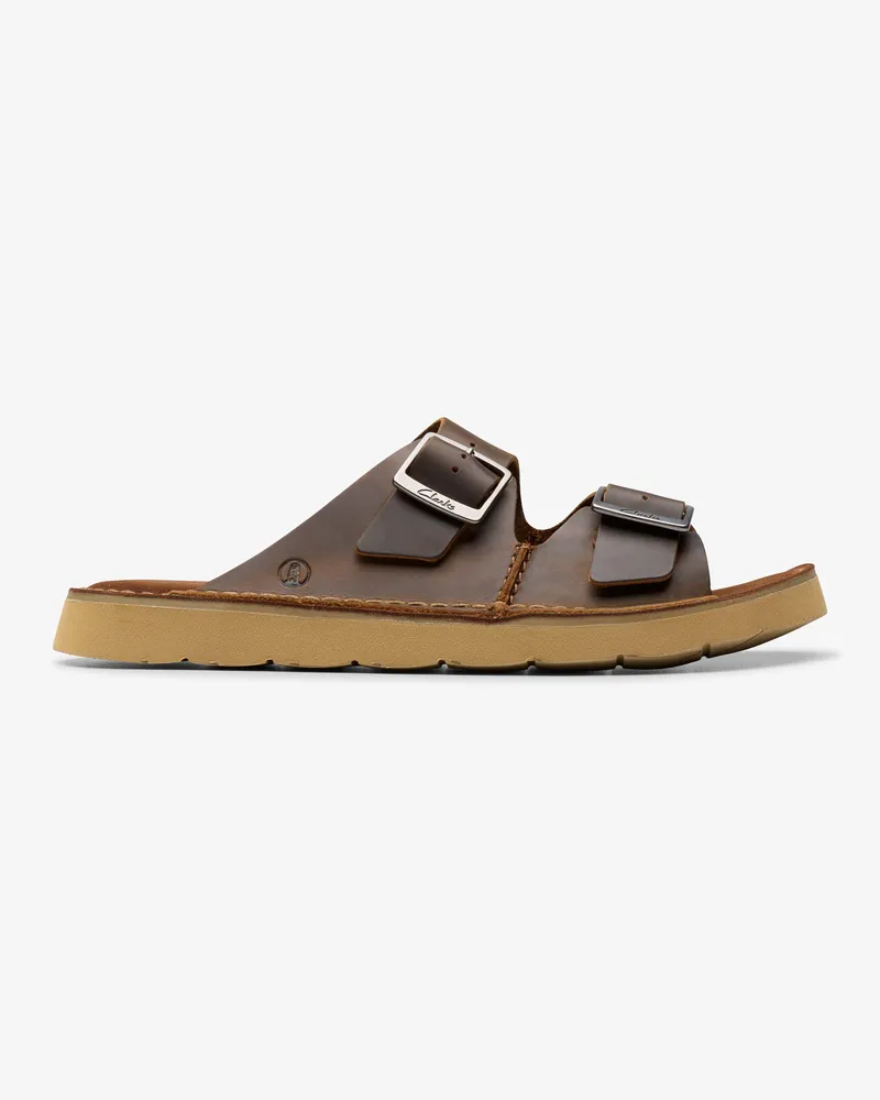 Clarks Solsbury Riemen Bienenwachs-Leder-Sandalen Braun