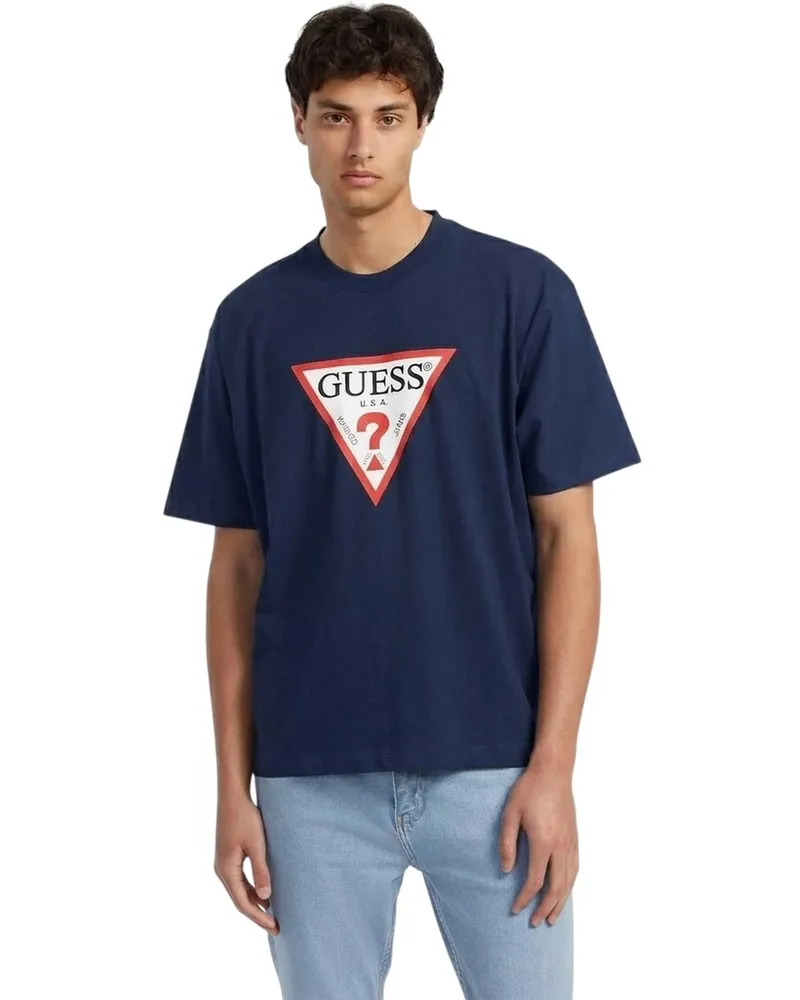 Guess Jeans Iconic" T-Shirt für Herren (Blaugrün Blau
