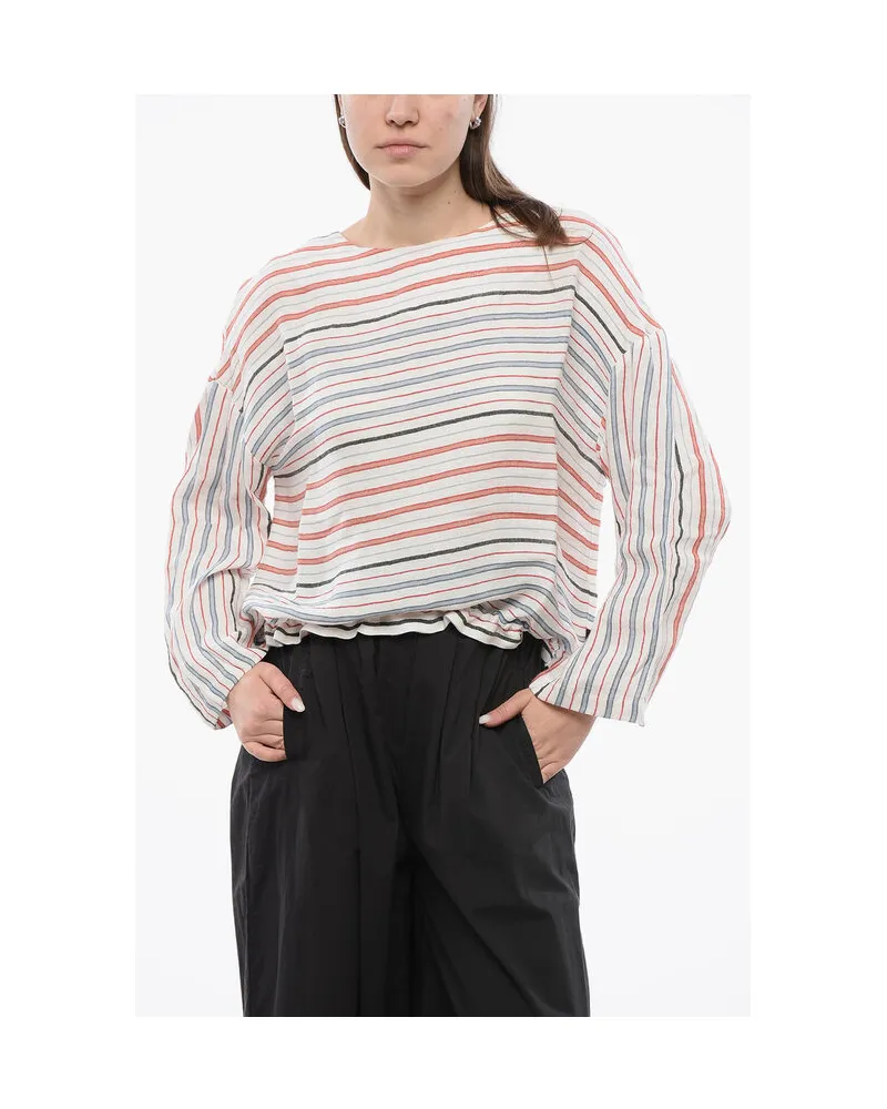 Woolrich Balanced Stripe VARSITY Bluse aus Leinenmischung in Mehrfarbig Mehrfarbig