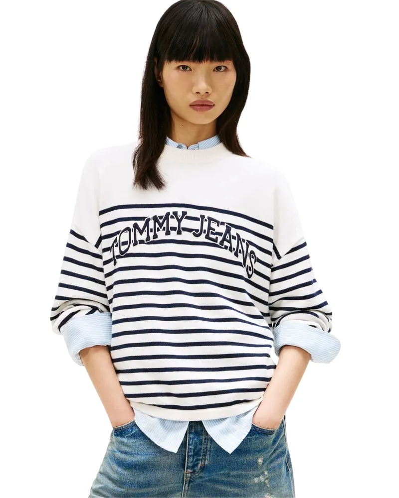 Tommy Hilfiger Sweatshirt für Damen, Rundhalsausschnitt, gerippt (Antikweiß Altweiß