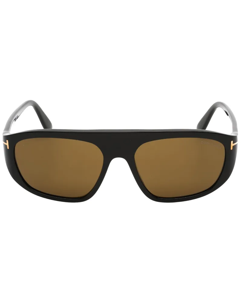 Tom Ford Roviex Lens glanzend schwarze Sonnenbrille Schwarz