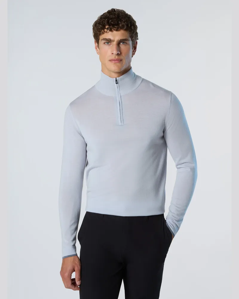 North Sails Pullover Halber Reißverschluss mit Schlitzen Hellgrau