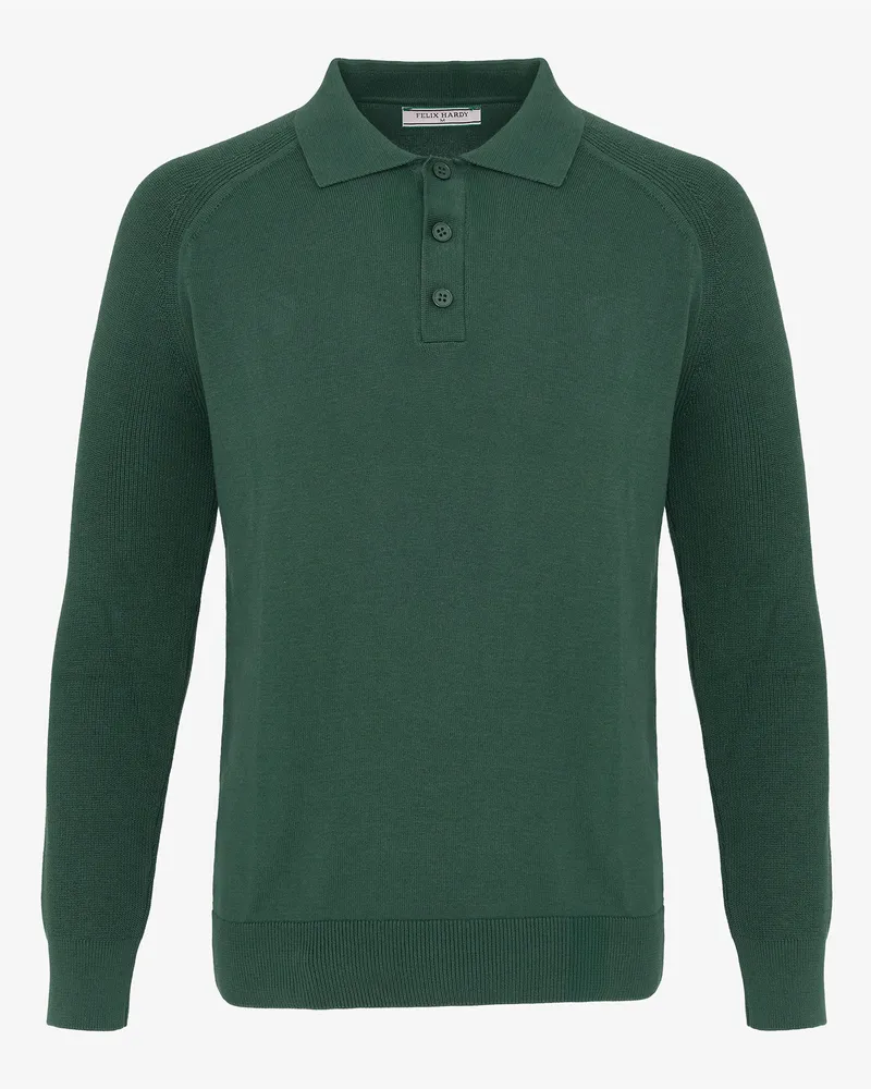 Felix Hardy Pullover Pullover Mit Polo-Kragen Dunkelgrün