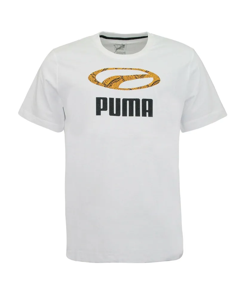 Puma Snake Pack Grafik Mens Tee Casual Branded Top weiß 579910 02 Weiß