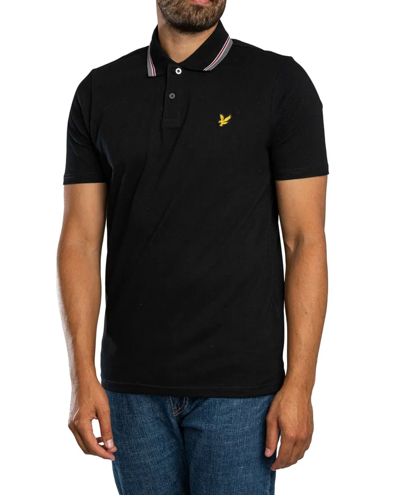Lyle & Scott Tipped Track Poloshirt, Schwarz Schwarz