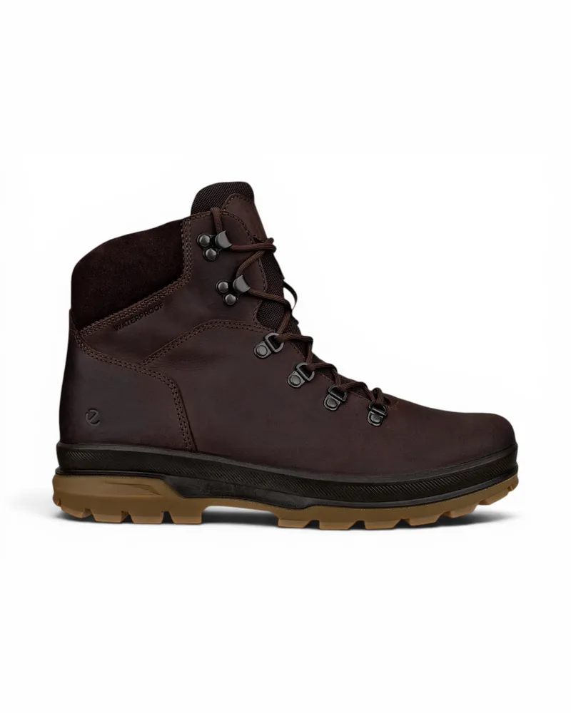 Ecco Herren braune Leder wasserdichte Schnürstiefel – Rugged Track 25 Dunkelbraun