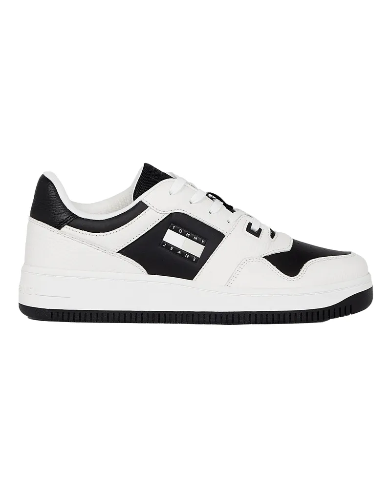 Tommy Hilfiger Sneaker für Herren, Leder, Cupsohle (Weiß/Schwarz Weiß