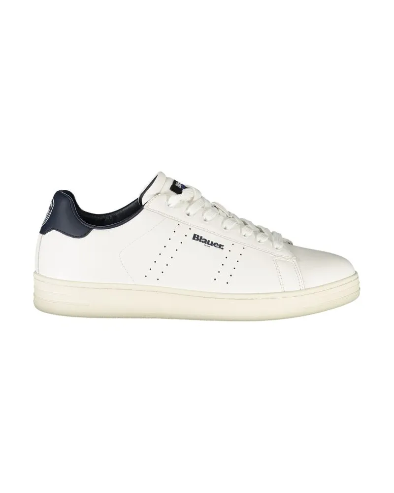 Blauer Weiße Polyurethan Herren Sneaker Weiß