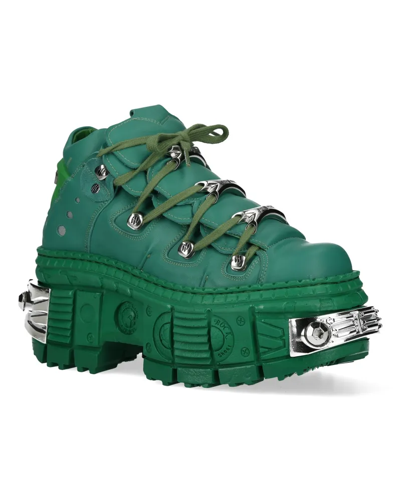 New Rock M-106WALL-C29 Gothic-Stiefeletten aus metallisch grünem Leder Grün