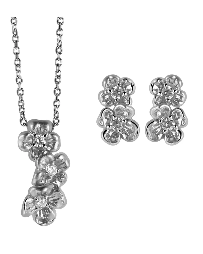 Orphelia Damen 925 Sterling Silber Set: Kettenanhänger + Ohrringe - Silber SET-6018 Silber