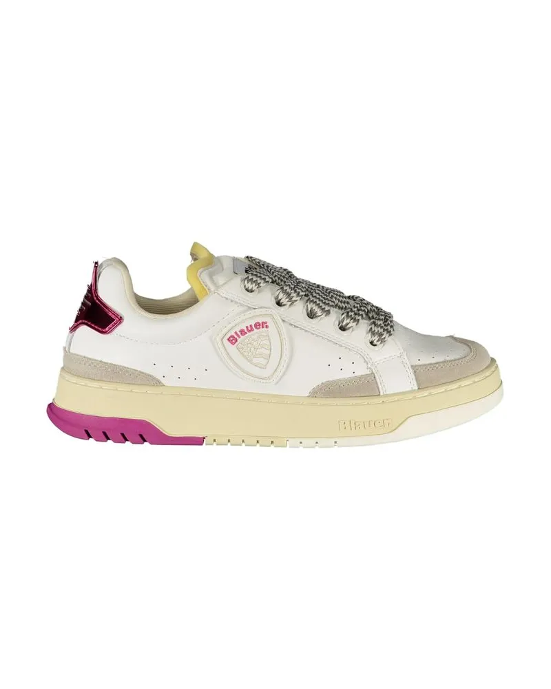 Blauer Weiße Polyurethan Damen Sneaker Weiß