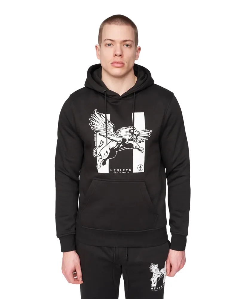 Henleys Curveball" Kapuzenpullover für Herren (Schwarz Schwarz