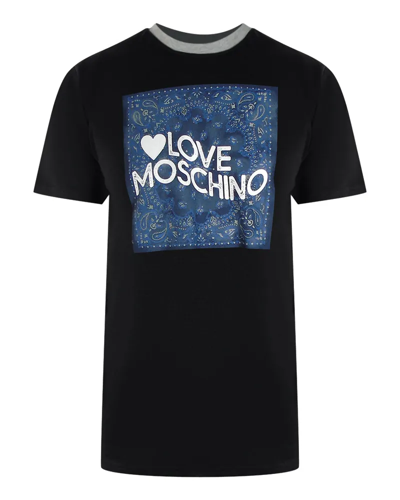 Moschino Schwarzes T-shirt Mit Paisley-print Und Logo Von Love Schwarz
