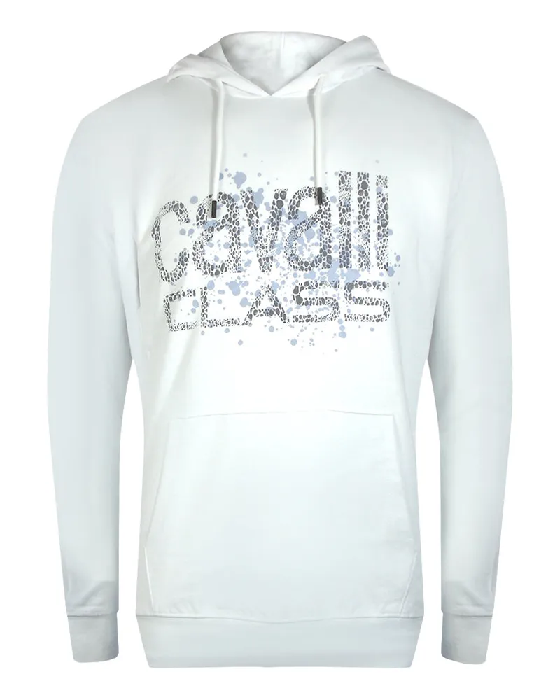Roberto Cavalli Kapuzenpullover Mit Gesprühtem Logo In Off-white Weiß