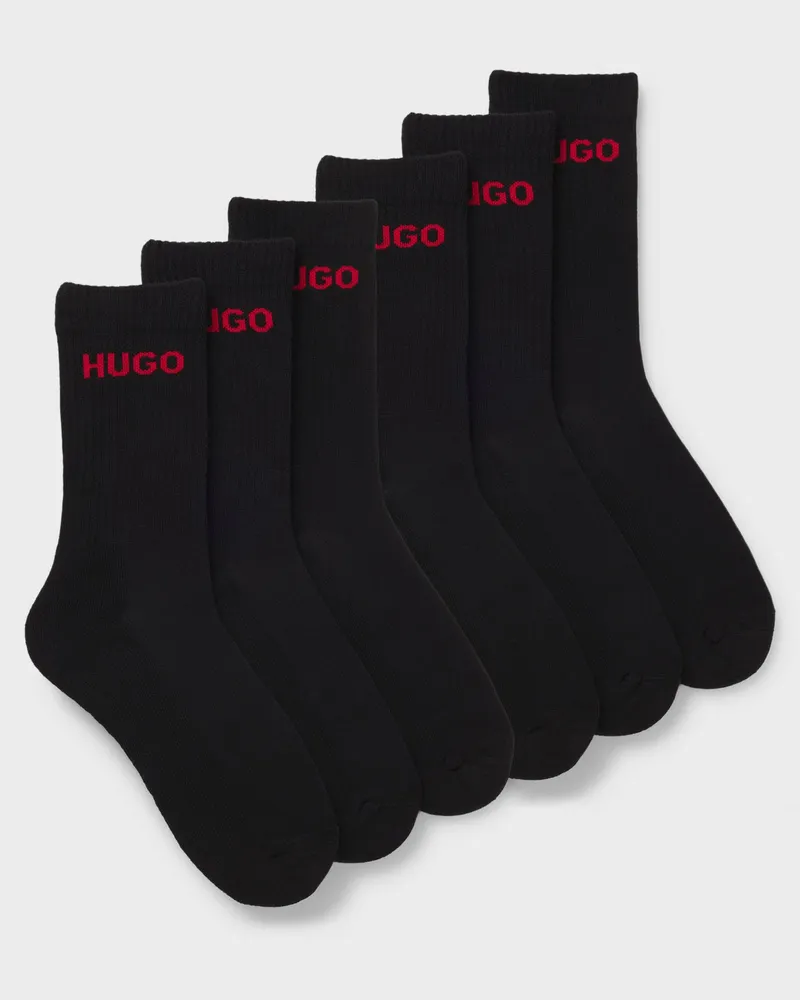 HUGO BOSS HUGO 6Er-Pack Viertelstrümpfe, Mehrfarbig Schwarz