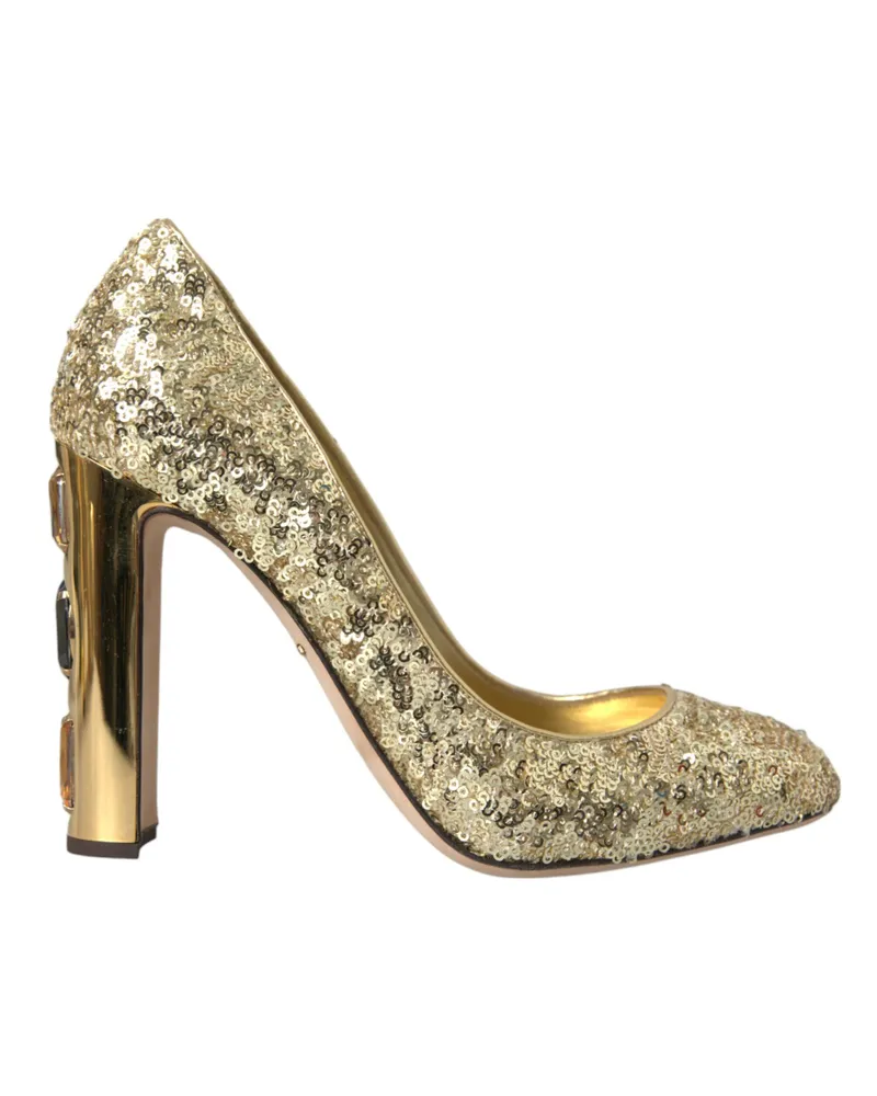 Dolce & Gabbana Paillettenabsätze Elegante High Heels Gold