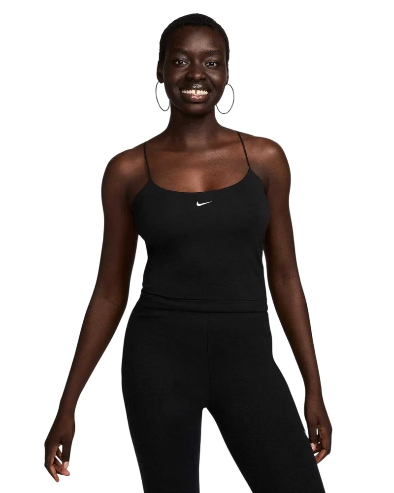 Nike Trägerhemd für Damen, Logo, Spaghetti-Träger (Schwarz/Segel Schwarz