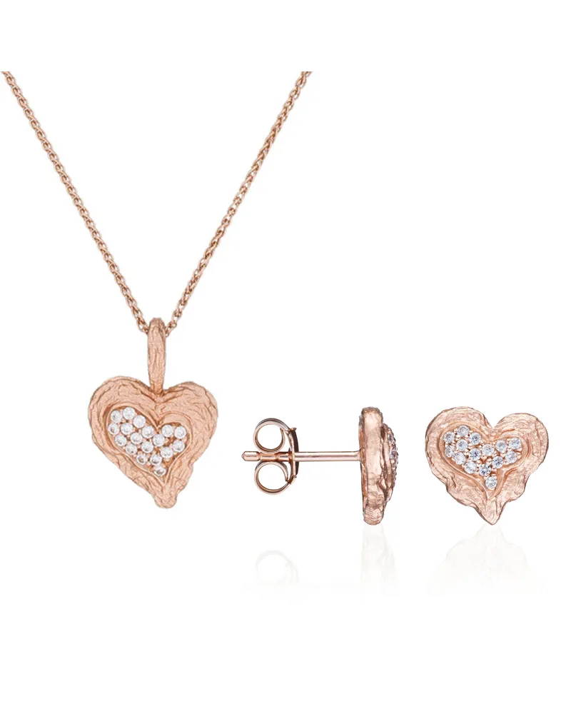 Orphelia Hazel' Damen 925 Sterling Silber Set: Kettenanhänger + Ohrringe - Rosé SET-7082/1 Rosé