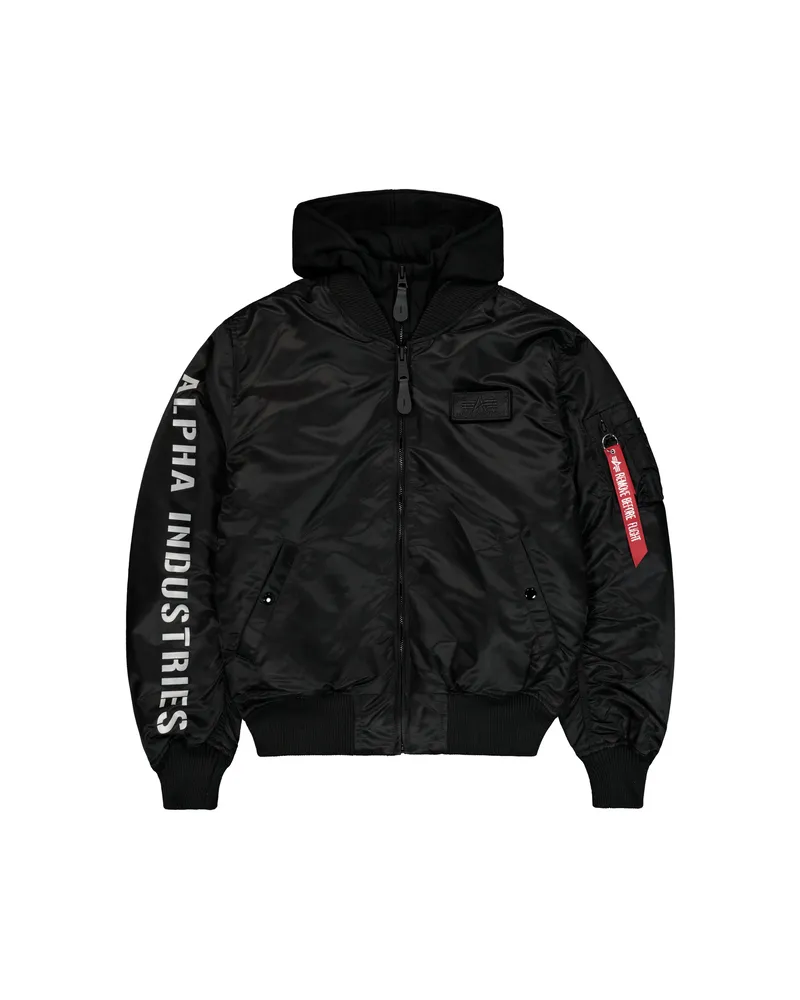 Alpha Industries MA-1 D-Tec Bomberjacke mit Ärmelstickerei - Schwarz Schwarz