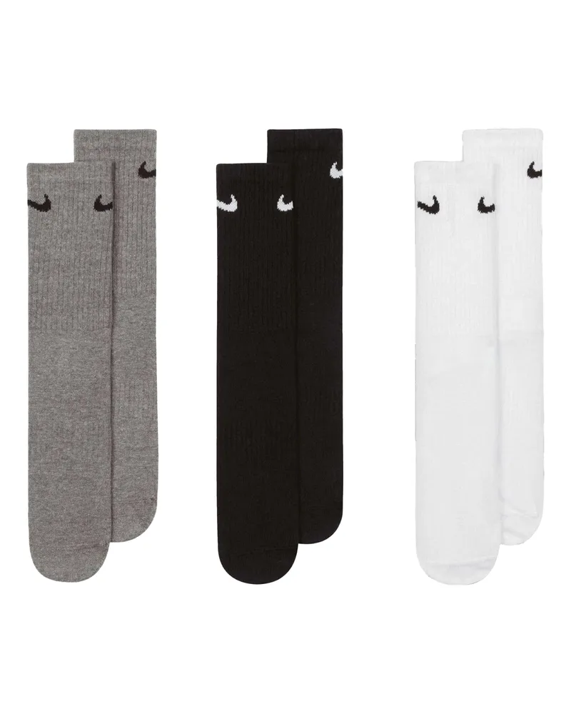 Nike Socken für Herren/Damen Unisex, Leicht, Alltag (3er-Pack) (Weiß/Grau/Schwarz Weiß