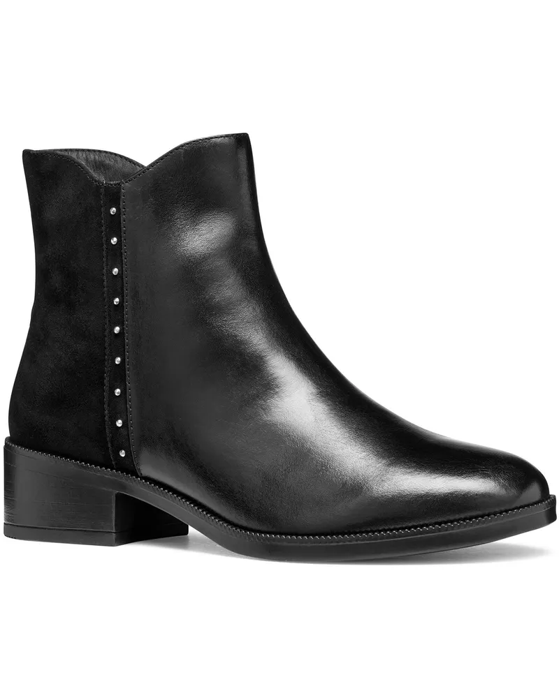 Geox D Camexia Lederstiefel für Damen - Schwarz Schwarz